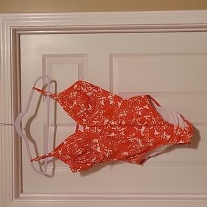 Merona orange & white bathing suit